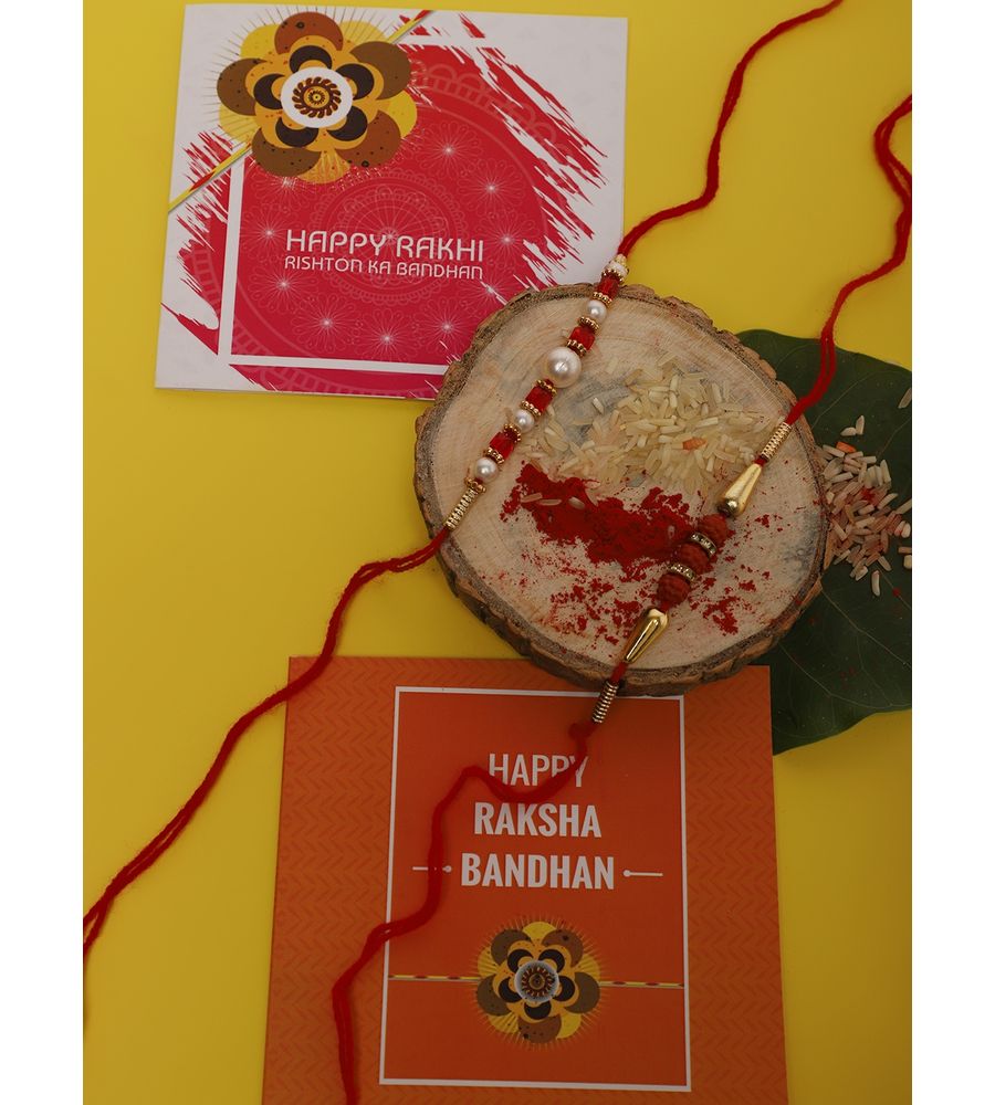 YouBella 2 Rakhi and 2 Greeting Card Combo for Brother, Rakhi Gift for Brother/bhaiyya/bhai (Style 2)